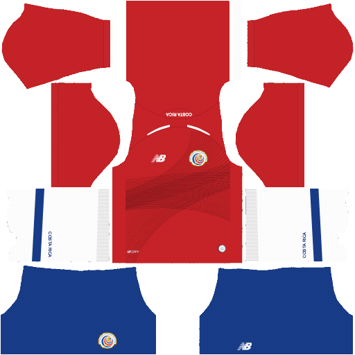 Costa Rica Kit 2018 World Cup Dream League Soccer Kits 512x512 URL- Home