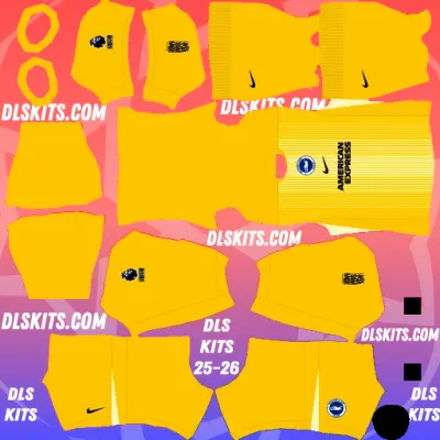 Brighton & Hove Albion 2025-26 Dream League Soccer Kits For DLS 25 Brighton 2025-26 Goalkeeper Home Dream League Soccer 2025 Kits For DLS 25