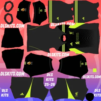 Liverpool FC 2025-26 Goalkeeper Home Dream League Soccer Kit for DLS 25