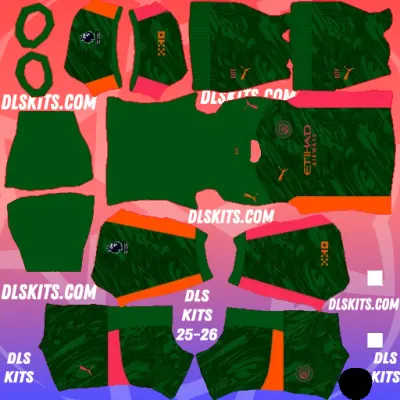 Manchester City 2025-26 Dream League Soccer Kits For DLS 25 Manchester City 2025-26 Goalkeeper Home Kit for Dream League Soccer DLS Kits