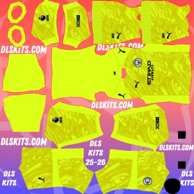 Manchester City 2025-26 Dream League Soccer Kits For DLS 25 Manchester City 2025-26 Goalkeeper Third Kit for Dream League Soccer DLS Kits