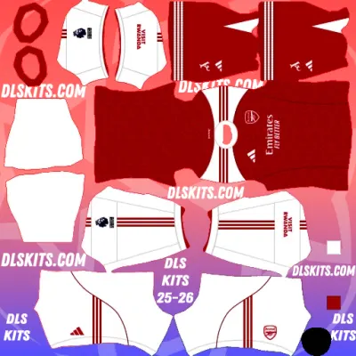 Arsenal Home Kit 2025-26 Premier League for Dream League Soccer or DLS 25