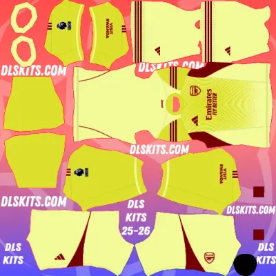 Premier League Arsenal Goalkeeper Home Kit 2025-26 for Dream League Soccer 2025 DLS Kits URL