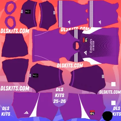 Goalkeeper Home Olympique Lyonnais 2025 Dream League Soccer Kits URL for DLS 26