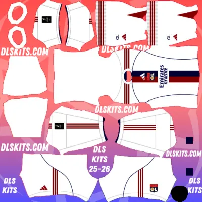 Olympique Lyonnais 2025 Home Kit for Dream League Soccer 2026 DLS