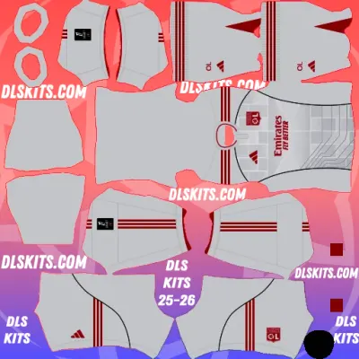 Olympique Lyonnais Third Kit 2025 for DLS 26 Dream League Soccer
